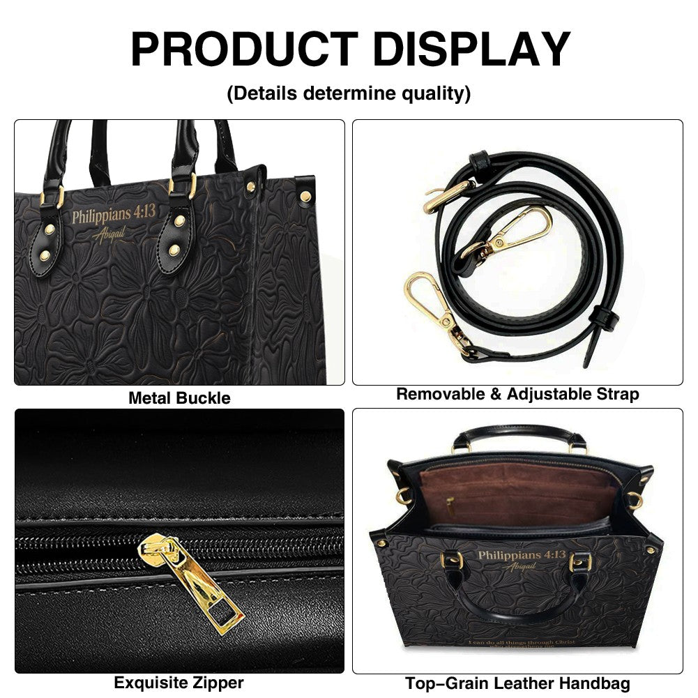 CHRISTIANARTBAG Personalized Leather Handbag - Custom Name & Bible Verse Floral Embossed Tote Bag for Women CAB01101726