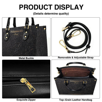 CHRISTIANARTBAG Personalized Leather Handbag - Custom Name & Bible Verse Floral Embossed Tote Bag for Women CAB01101726