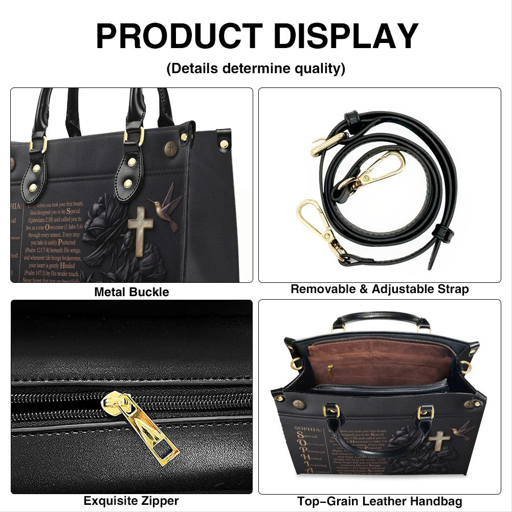 Custom Leather Handbag - Personalized Name Bible Verse Story Design, Choose Color & Text | CHRISTIANARTBAG 02080426