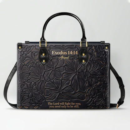 CHRISTIANARTBAG Personalized Leather Handbag - Custom Name & Bible Verse Floral Embossed Tote Bag for Women CAB01101726