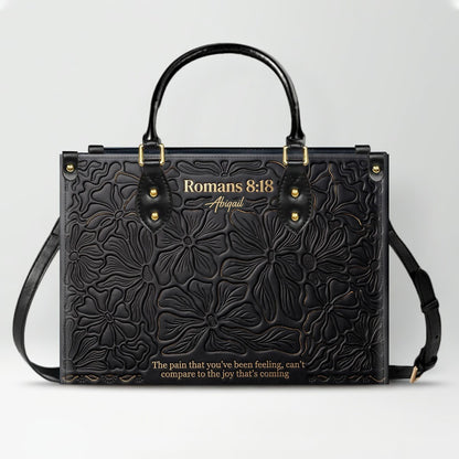 CHRISTIANARTBAG Personalized Leather Handbag - Custom Name & Bible Verse Floral Embossed Tote Bag for Women CAB01101726
