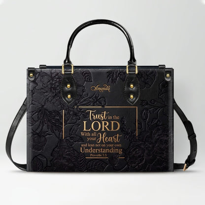 Personalized Bible Verse Leather Handbag - Custom Name Christian Tote Bag | CHRISTIANARTBAG 01080626