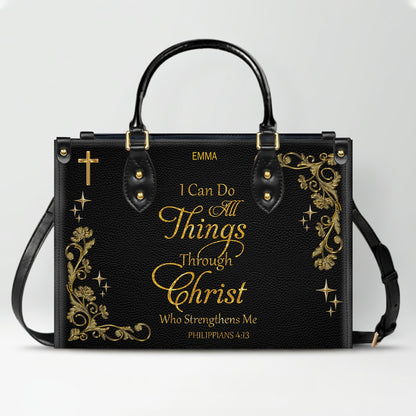 Personalized Christian Leather Handbag with Custom Name & Bible Verse | CHRISTIANARTBAG