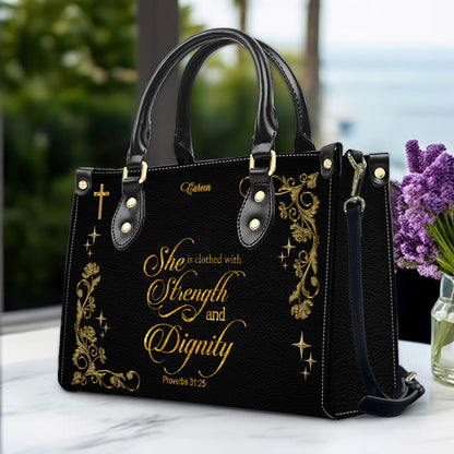 Personalized Christian Leather Handbag with Custom Name & Bible Verse | CHRISTIANARTBAG
