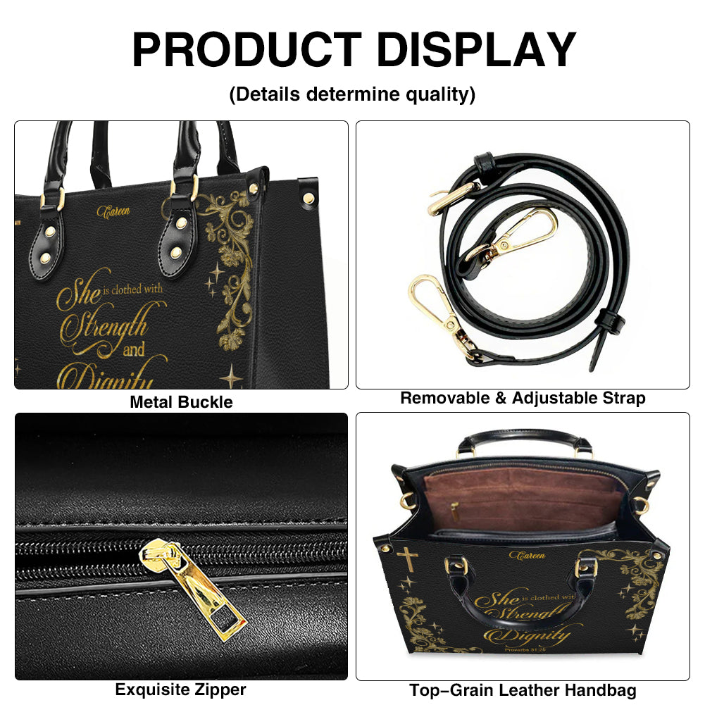 Personalized Christian Leather Handbag with Custom Name & Bible Verse | CHRISTIANARTBAG