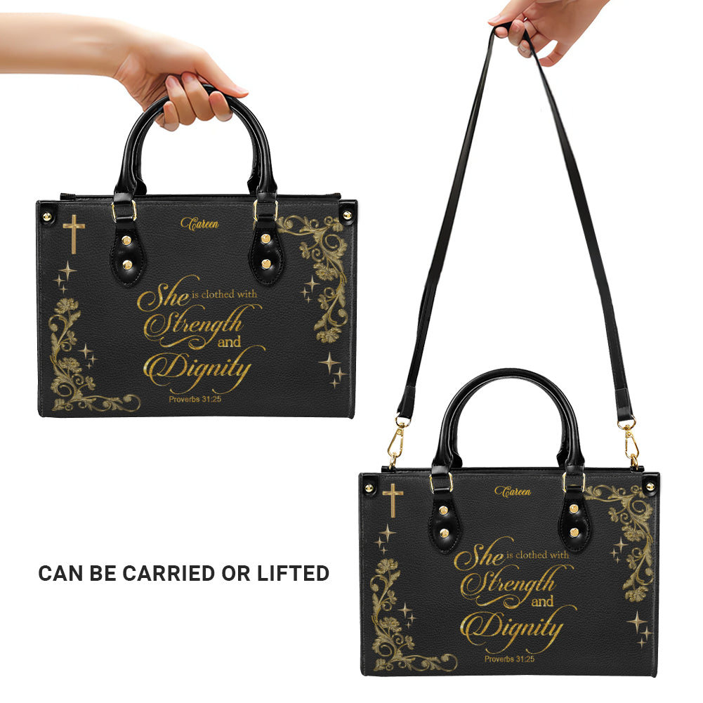 Personalized Christian Leather Handbag with Custom Name & Bible Verse | CHRISTIANARTBAG
