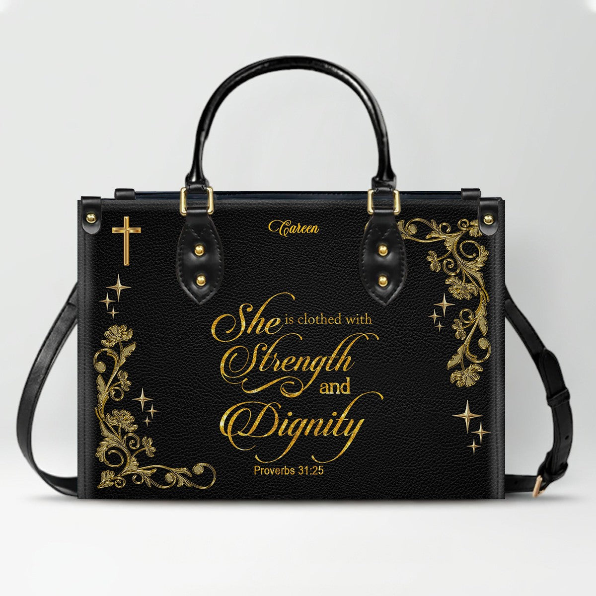 Personalized Christian Leather Handbag with Custom Name & Bible Verse | CHRISTIANARTBAG