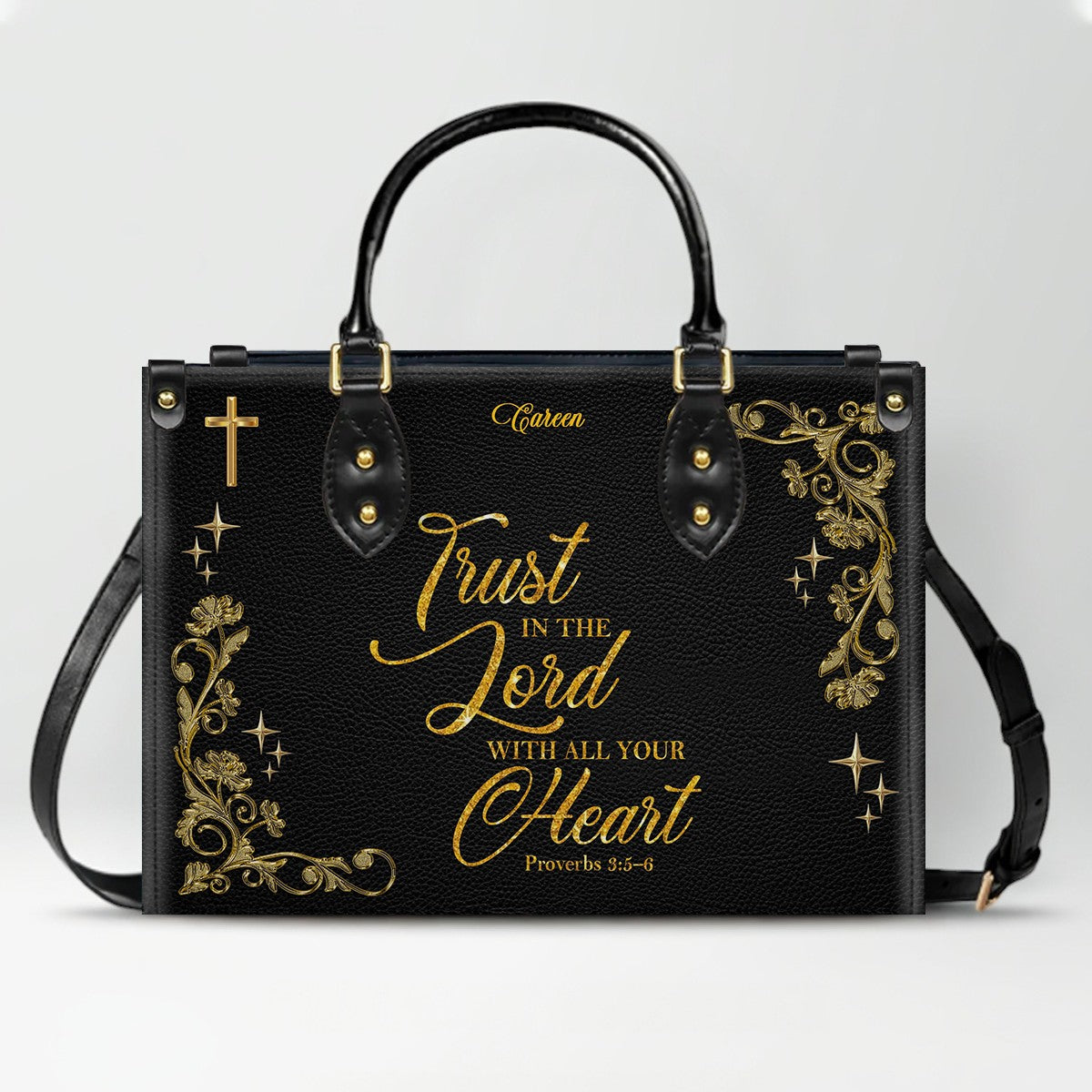 Personalized Christian Leather Handbag with Custom Name & Bible Verse | CHRISTIANARTBAG