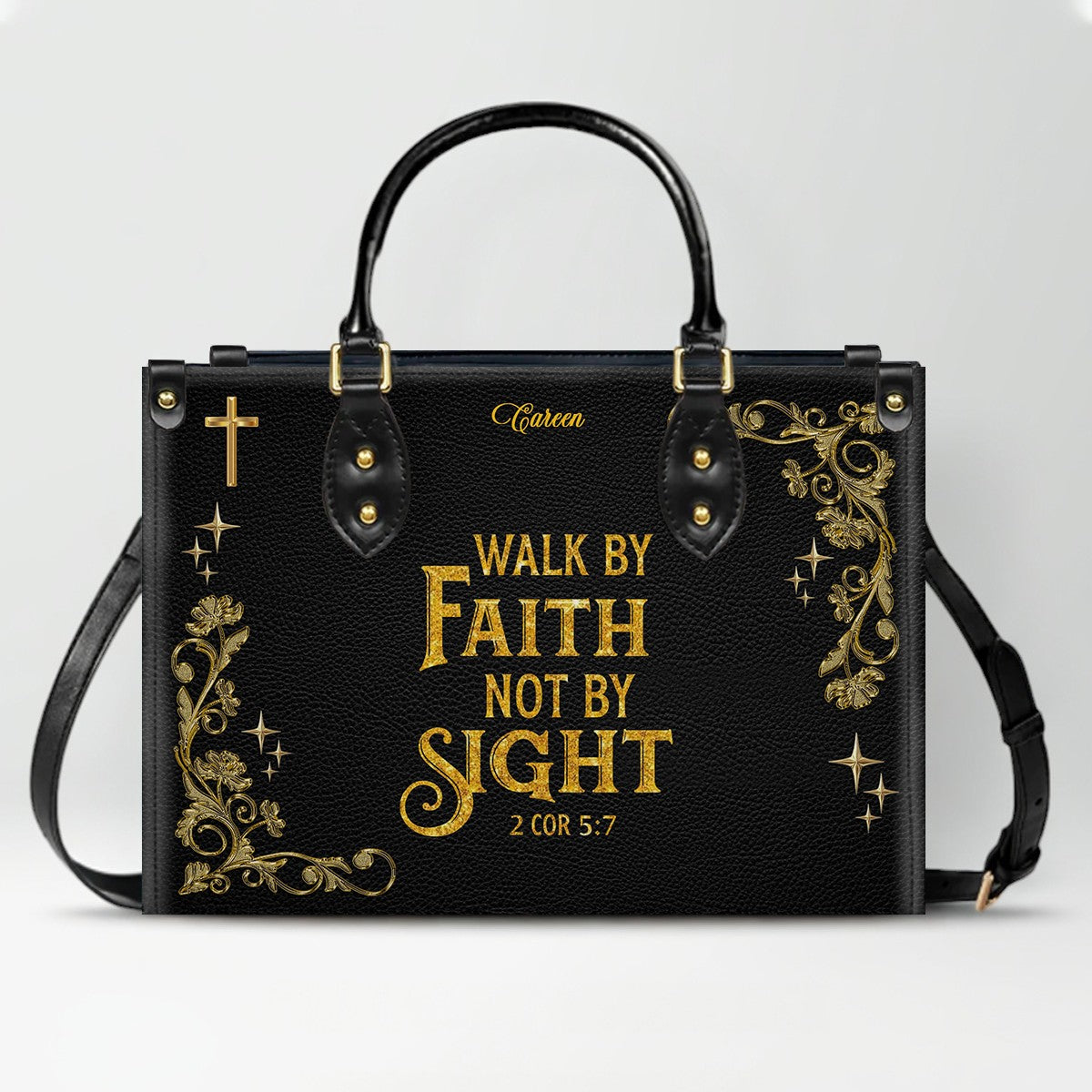 Personalized Christian Leather Handbag with Custom Name & Bible Verse | CHRISTIANARTBAG