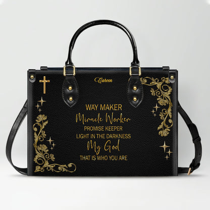 Personalized Christian Leather Handbag with Custom Name & Bible Verse | CHRISTIANARTBAG
