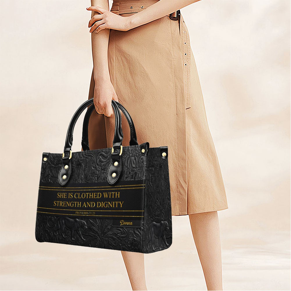 Luxury Embossed Leather Christian Tote Bag - Custom Name & Scripture Purse - Premium Faith Gift for Women CAB0132426