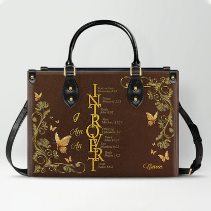 Personalized Leather Handbag by CHRISTIANARTBAG - EXTROVERTED | INTROVERT Biblical Acrostic Design - Custom Christian Gift for Women