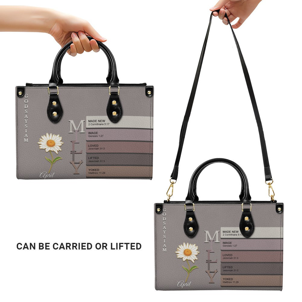Uncover the sacred meaning of your name - Custom Name & Month Flower - Personalized Leather Handbag - CHRISTIANARTBAG 01181125