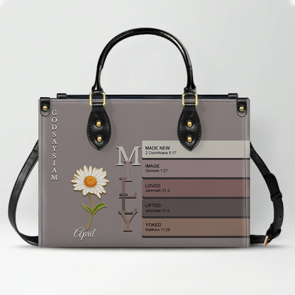 Uncover the sacred meaning of your name - Custom Name & Month Flower - Personalized Leather Handbag - CHRISTIANARTBAG 01181125