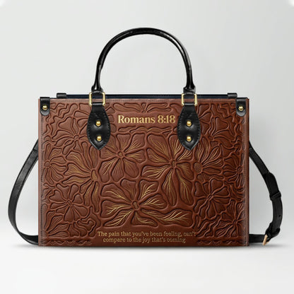CHRISTIANARTBAG Personalized Leather Handbag - Custom Name & Bible Verse Floral Embossed Tote Bag for Women CAB01101726