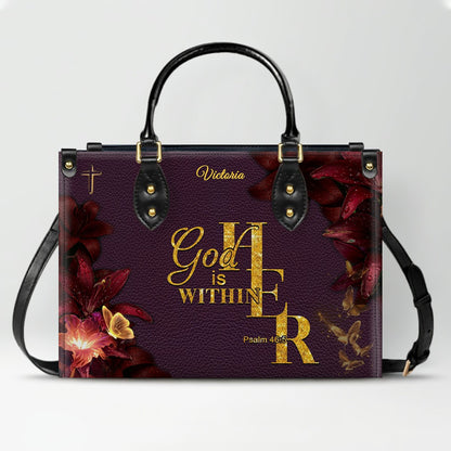 Personalized Christian Leather Handbag with Bible Verse – Custom Name Faith Gift for Women | CHRISTIANARTBAG CAB010126