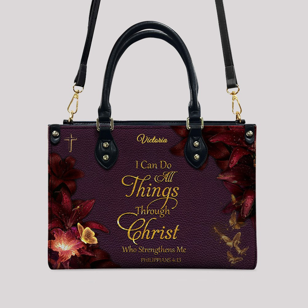 Personalized Christian Leather Handbag with Bible Verse – Custom Name Faith Gift for Women | CHRISTIANARTBAG CAB010126