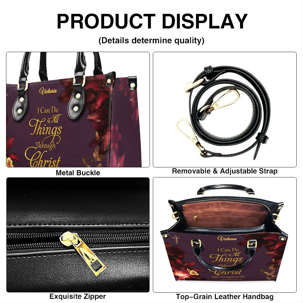Personalized Christian Leather Handbag with Bible Verse – Custom Name Faith Gift for Women | CHRISTIANARTBAG CAB010126