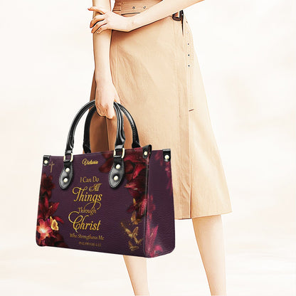 Personalized Christian Leather Handbag with Bible Verse – Custom Name Faith Gift for Women | CHRISTIANARTBAG CAB010126