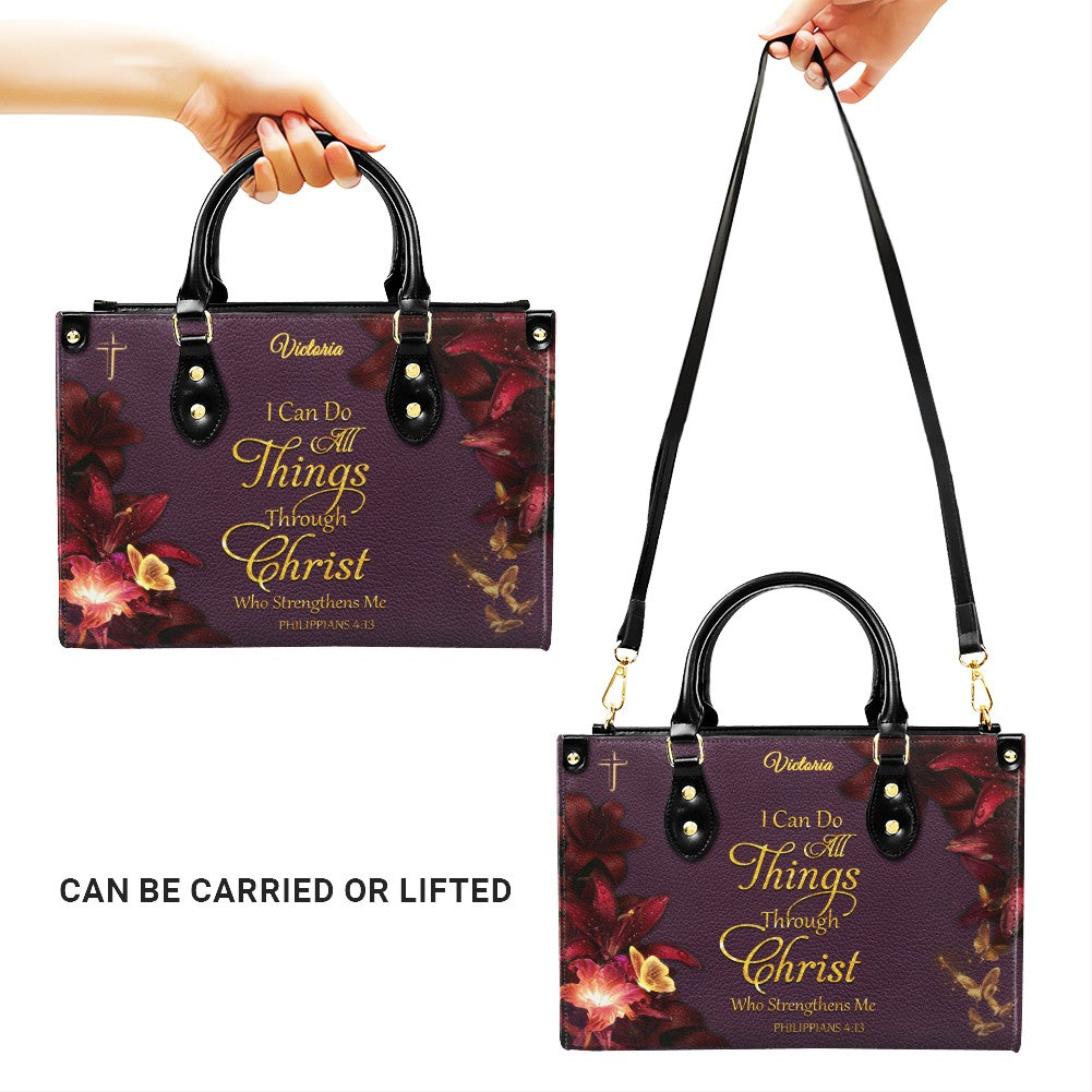 Personalized Christian Leather Handbag with Bible Verse – Custom Name Faith Gift for Women | CHRISTIANARTBAG CAB010126