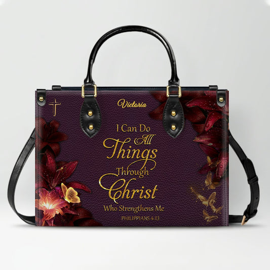 Personalized Christian Leather Handbag with Bible Verse – Custom Name Faith Gift for Women | CHRISTIANARTBAG CAB010126