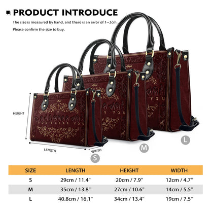 Personalized Christian ASL God Bless You Leather Handbag - Custom Name Christian Leather Tote Bag - CHRISTIANARTBAG CAB01101426