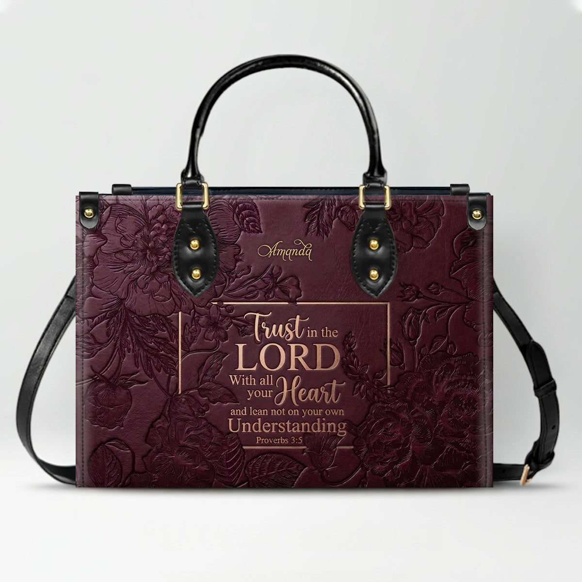 Personalized Bible Verse Leather Handbag - Custom Name Christian Tote Bag | CHRISTIANARTBAG 01080626