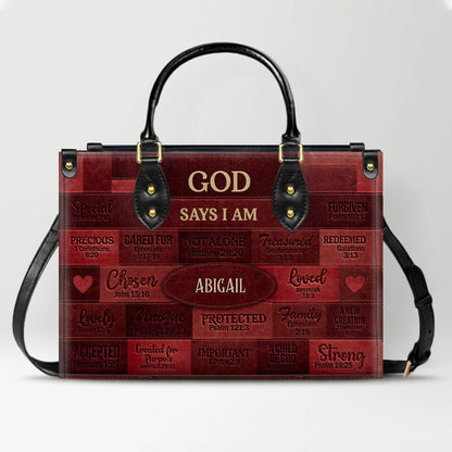 Christian Art Bag God Says I Am Personalized Handbag | Custom Scripture Leather Tote & Purse Set | Faith Based Religious Gifts for Her CAB01062226