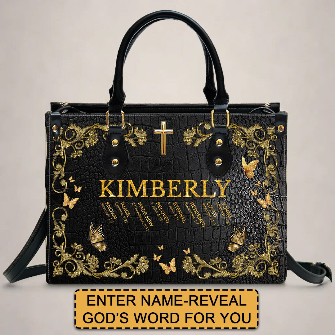 Custom Bible Verse & Name – Uncover the sacred meaning of your name | Personalized Leather Handbag