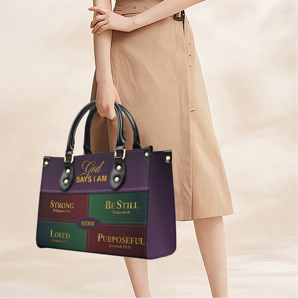 Personalized Leather Handbag for Christian Women – Custom Name & Color | CHRISTIANARTBAG CAB111425