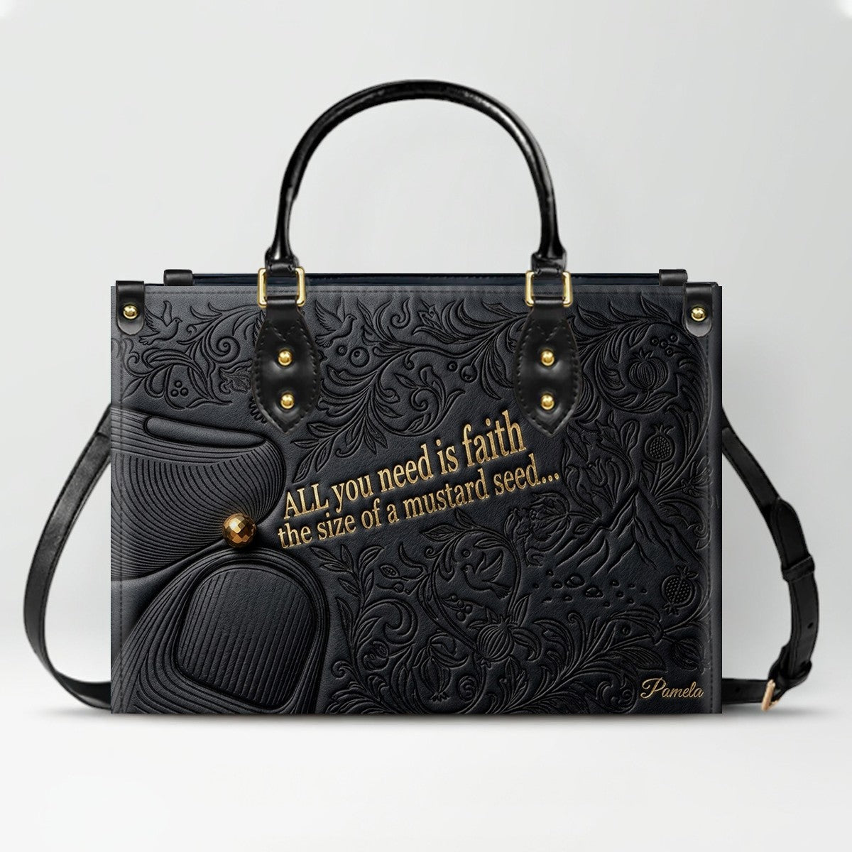 Personalized Leather Handbag "Faith as a Mustard Seed" | CHRISTIANARTBAG 02080526