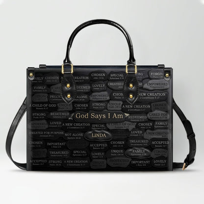 Personalized Leather Handbag - God Says I Am Christian Purse | CHRISTIANARTBAG 01080526