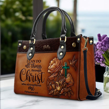 Custom Name Christian Leather Handbag & Wallet Set - Personalized Bible Verse Tote Bag | CHRISTIANARTBAG 01072726