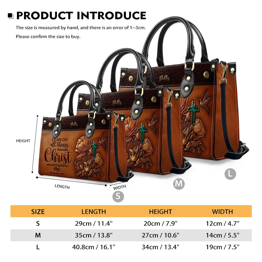 Custom Name Christian Leather Handbag & Wallet Set - Personalized Bible Verse Tote Bag | CHRISTIANARTBAG 01072726