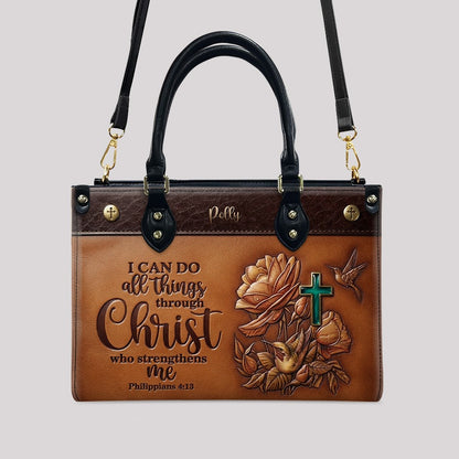 Custom Name Christian Leather Handbag & Wallet Set - Personalized Bible Verse Tote Bag | CHRISTIANARTBAG 01072726