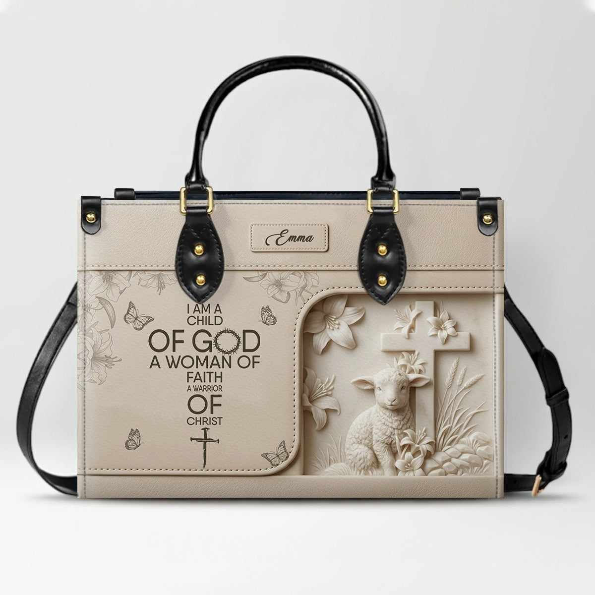 Personalized Christian Leather Handbag - Custom Bible Verse & Name Purse | CHRISTIANARTBAG 01080726