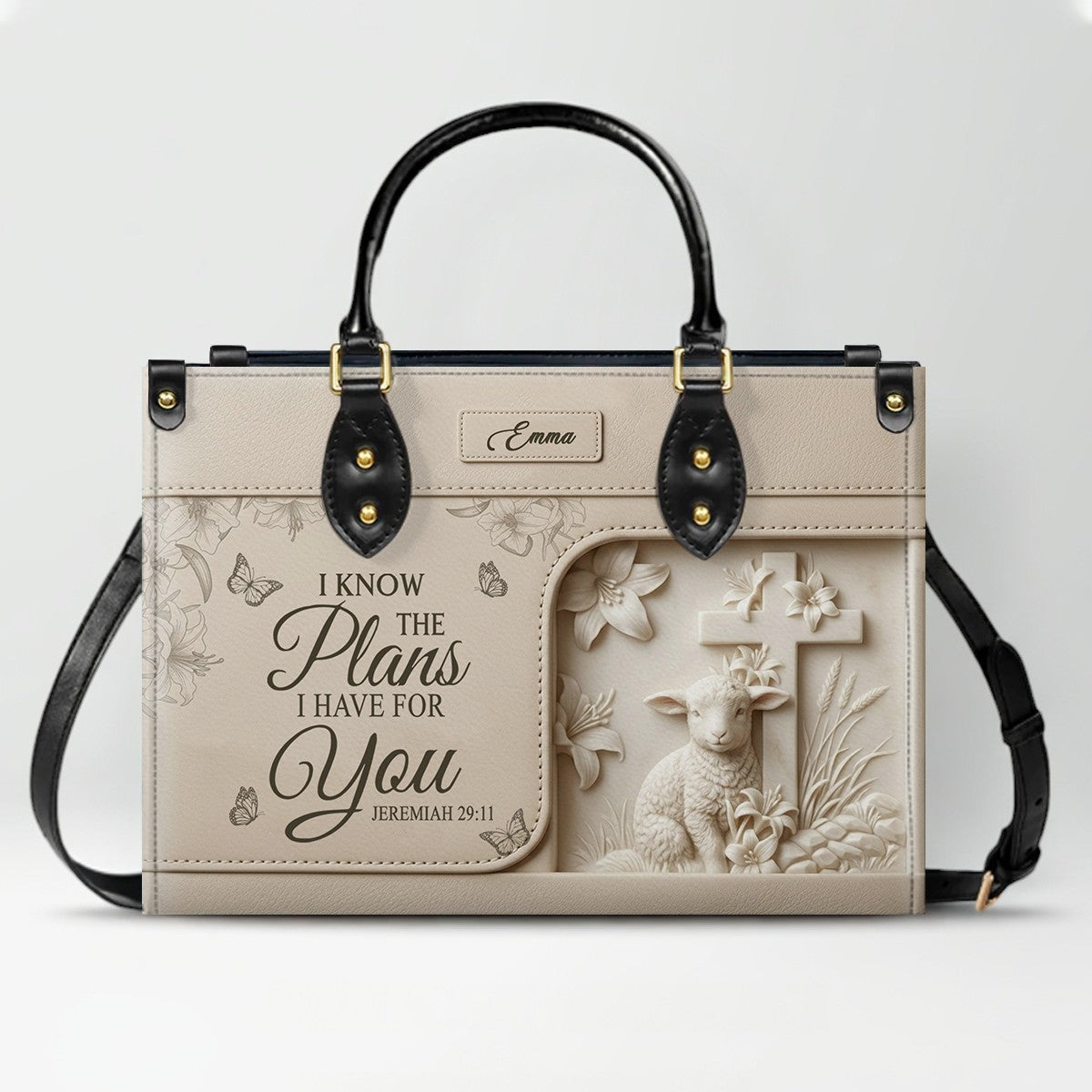 Personalized Christian Leather Handbag - Custom Bible Verse & Name Purse | CHRISTIANARTBAG 01080726
