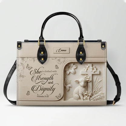 Personalized Christian Leather Handbag - Custom Bible Verse & Name Purse | CHRISTIANARTBAG 01080726