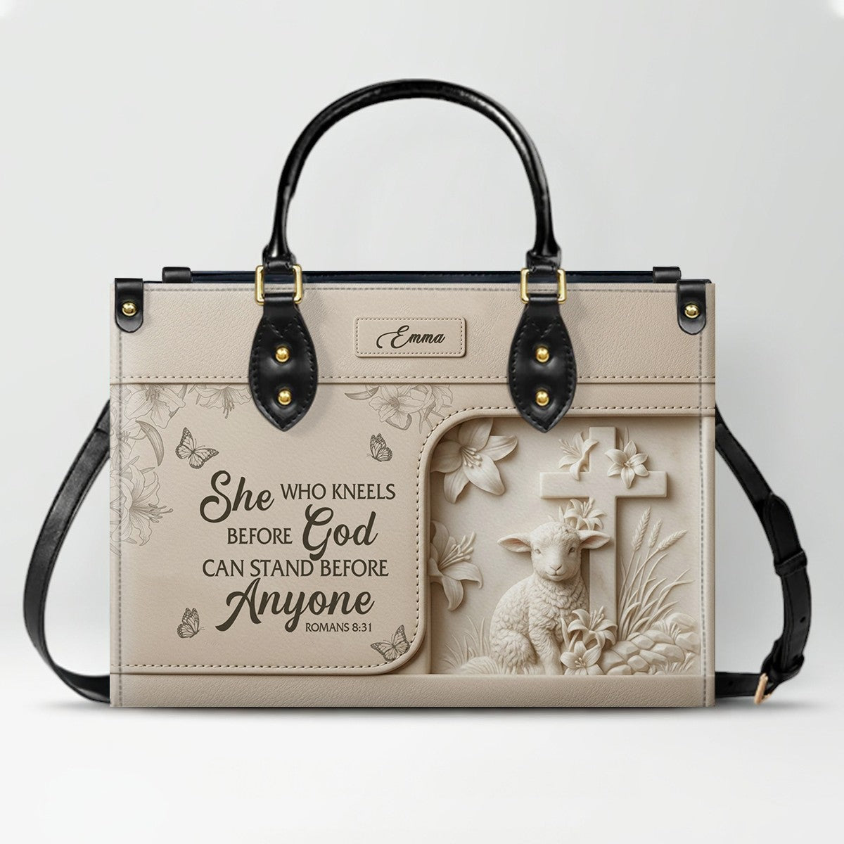 Personalized Christian Leather Handbag - Custom Bible Verse & Name Purse | CHRISTIANARTBAG 01080726