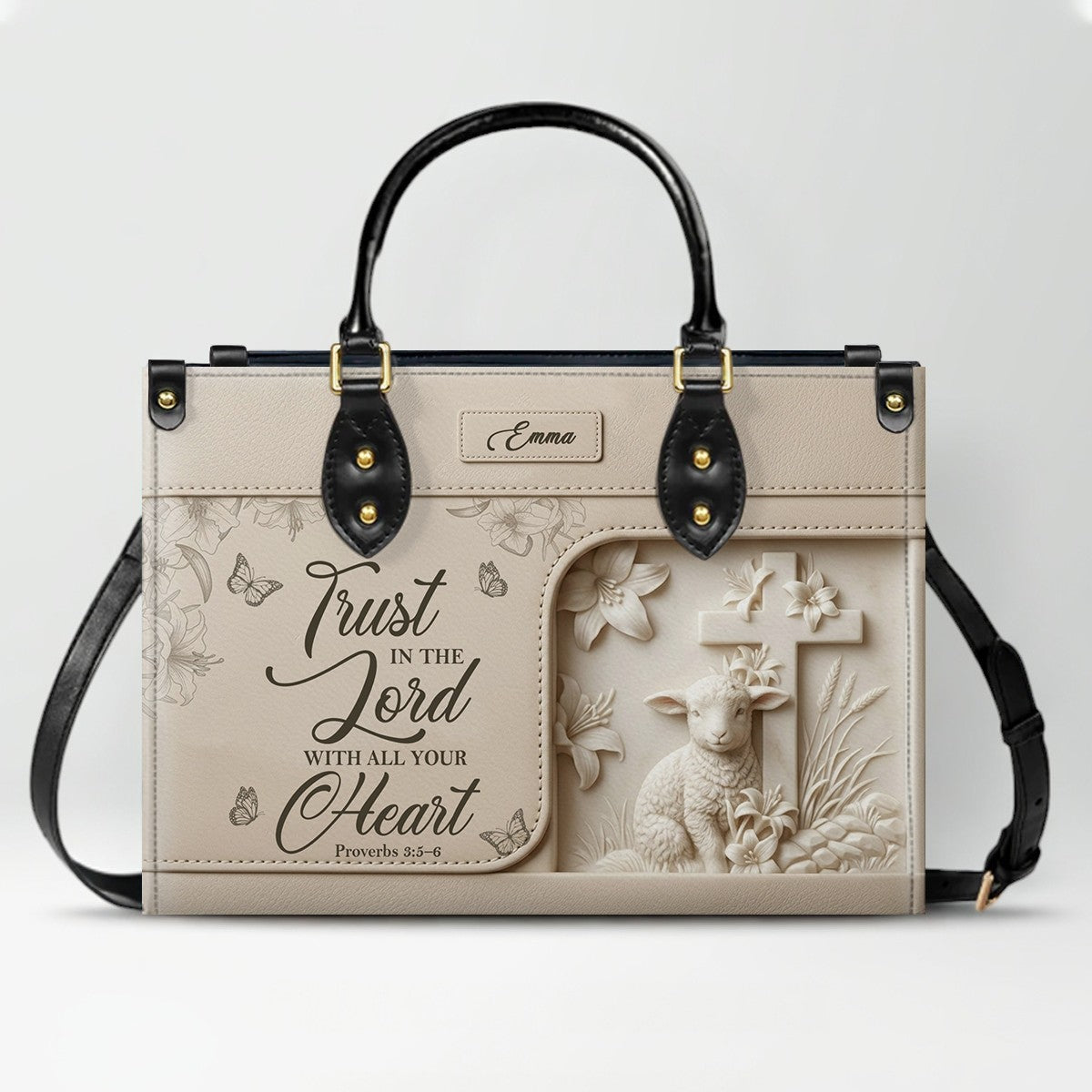 Personalized Christian Leather Handbag - Custom Bible Verse & Name Purse | CHRISTIANARTBAG 01080726