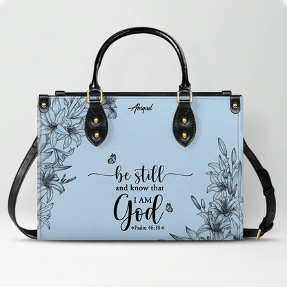 Personalized Leather Handbag Cool Blue & Wallet Set for Women – Custom Name & Bible Verse – Christian Gift | CHRISTIANARTBAG