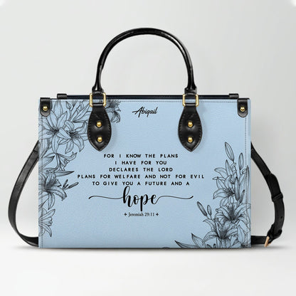 Personalized Leather Handbag Cool Blue & Wallet Set for Women – Custom Name & Bible Verse – Christian Gift | CHRISTIANARTBAG