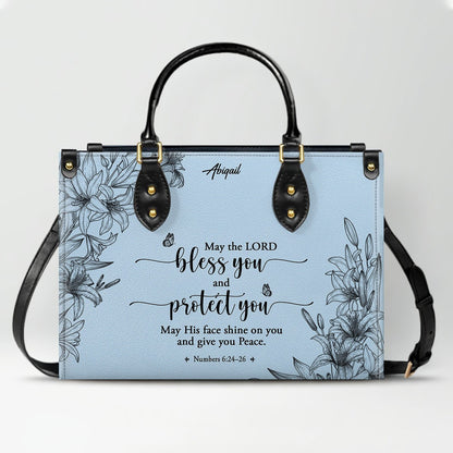 Personalized Leather Handbag Cool Blue & Wallet Set for Women – Custom Name & Bible Verse – Christian Gift | CHRISTIANARTBAG