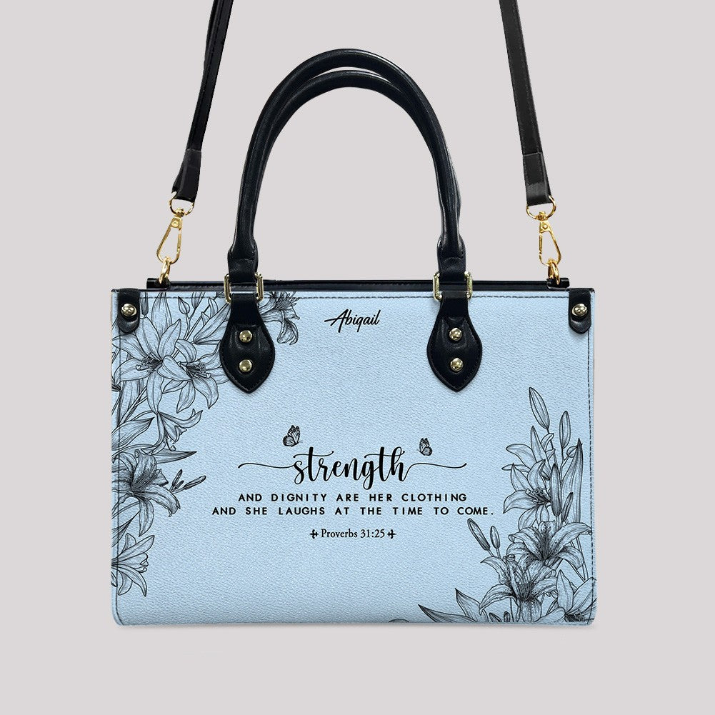 Personalized Leather Handbag Cool Blue & Wallet Set for Women – Custom Name & Bible Verse – Christian Gift | CHRISTIANARTBAG