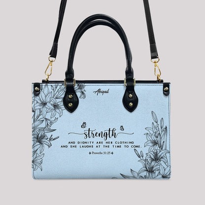 Personalized Leather Handbag Cool Blue & Wallet Set for Women – Custom Name & Bible Verse – Christian Gift | CHRISTIANARTBAG