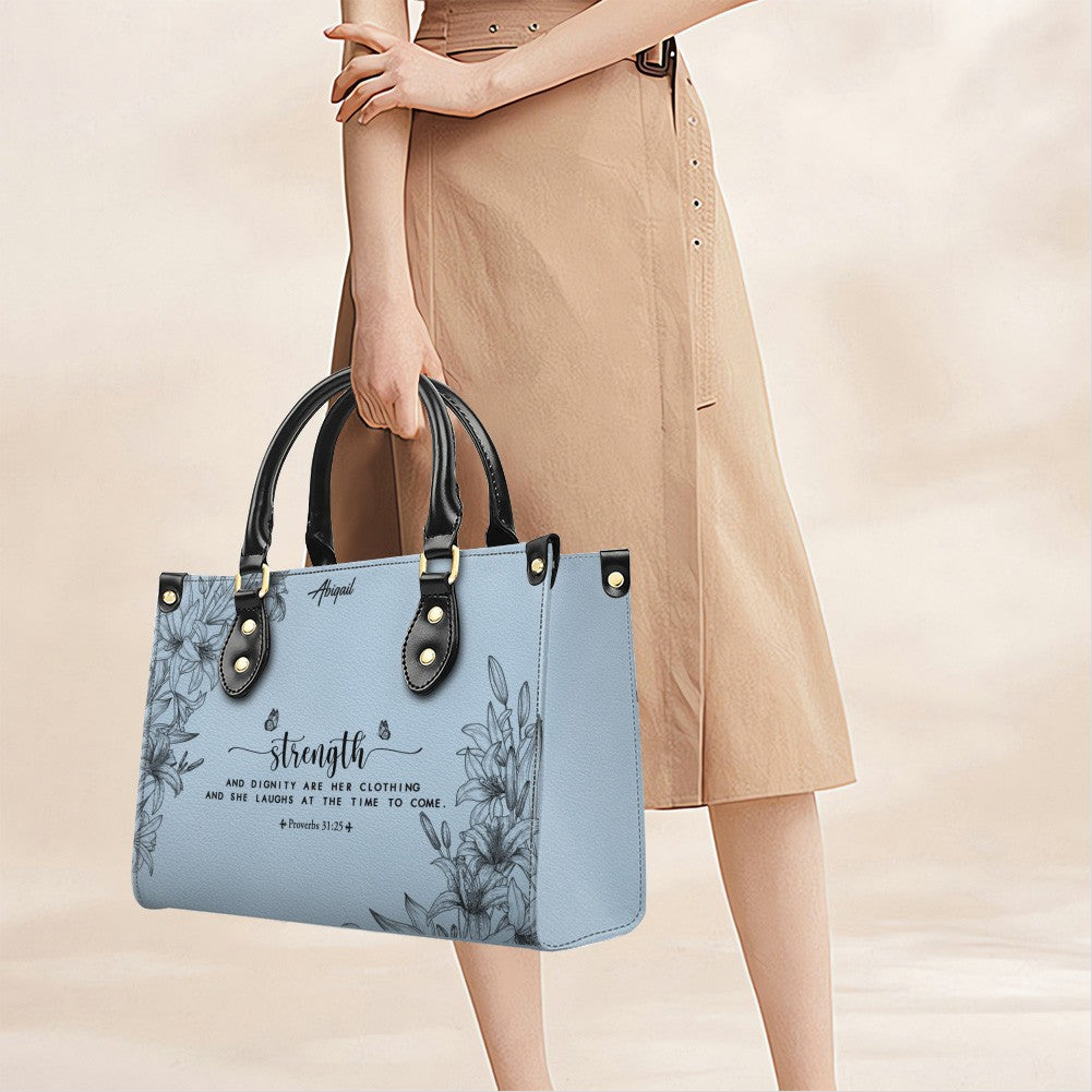 Personalized Leather Handbag Cool Blue & Wallet Set for Women – Custom Name & Bible Verse – Christian Gift | CHRISTIANARTBAG