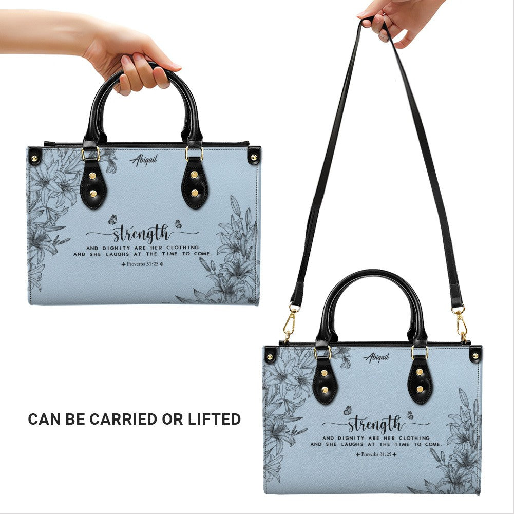 Personalized Leather Handbag Cool Blue & Wallet Set for Women – Custom Name & Bible Verse – Christian Gift | CHRISTIANARTBAG