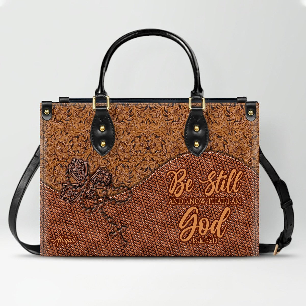 Personalized Christian Leather Handbag for Women - Custom Bible Verse Western Style Tote Bag CAB12325