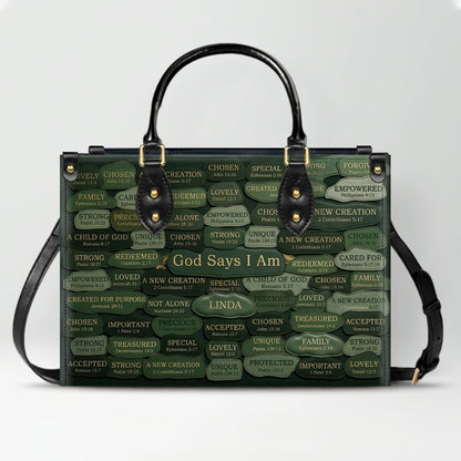 Personalized Leather Handbag - God Says I Am Christian Purse | CHRISTIANARTBAG 01080526