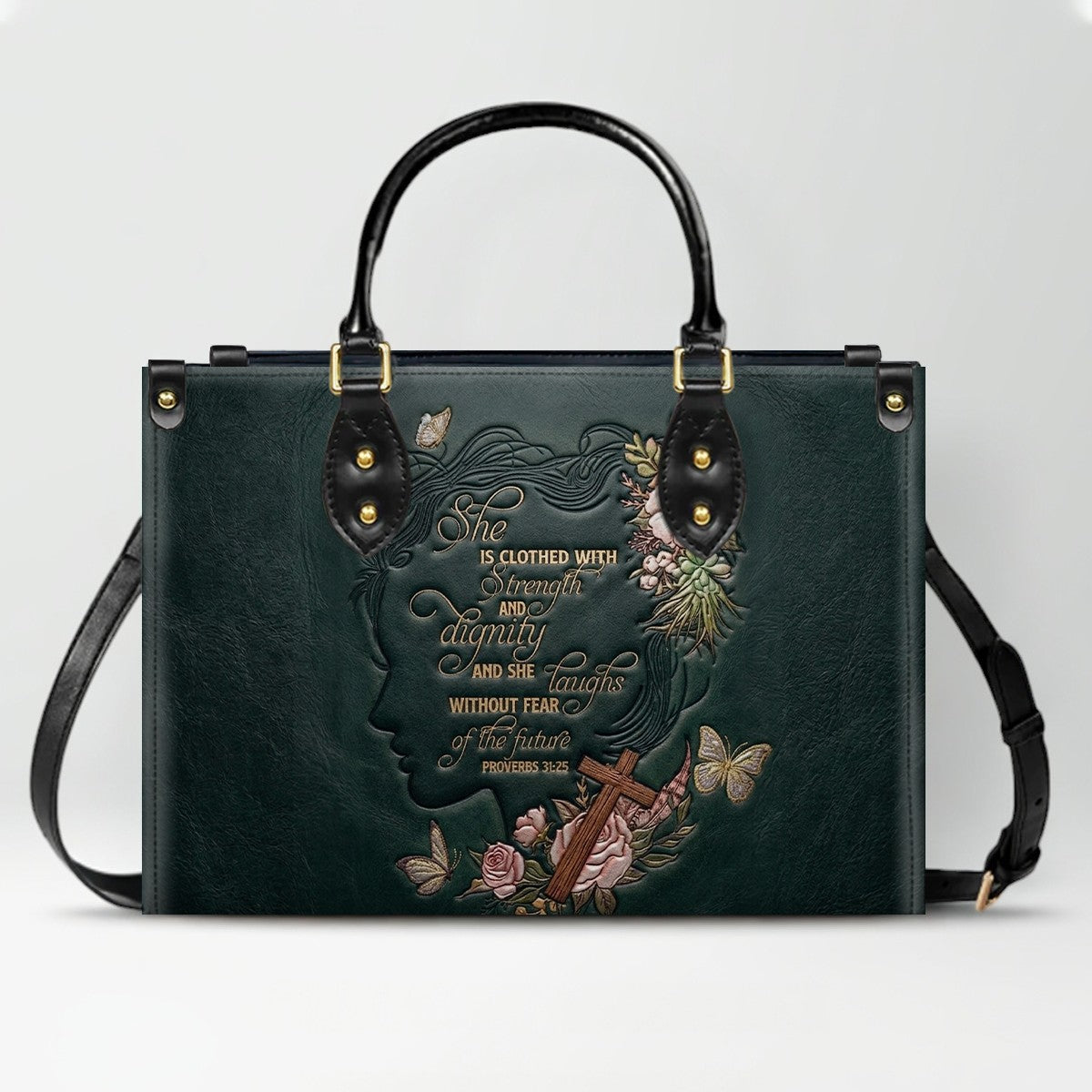 CHRISTIANARTBAG Personalized Leather Handbag - Custom Proverbs 31 in Burgundy - CAB0171326